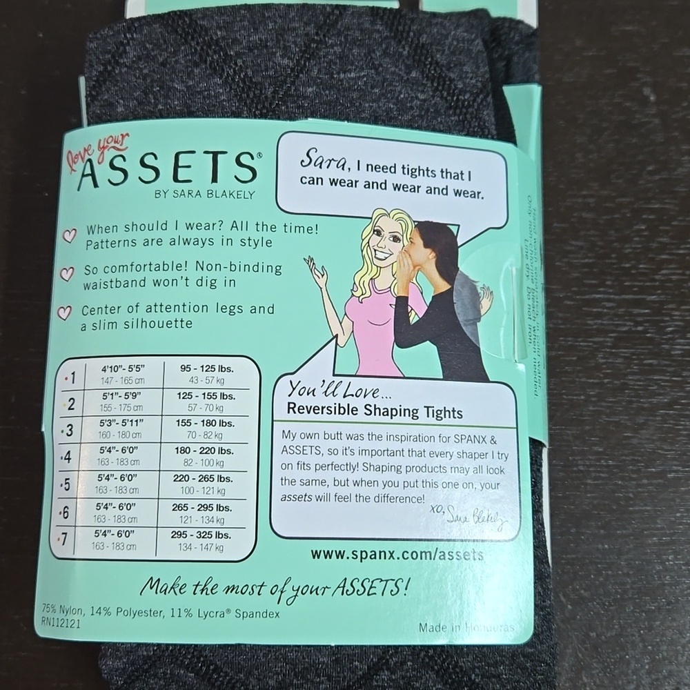 Love Your Assets By Sara Blakely Black Shaping Tights Size 1 NWT - Picture 2 of 2